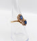 Bague 54 Bague marguerite antique en or rose 18k, saphirs et diamants 58 Facettes A07394