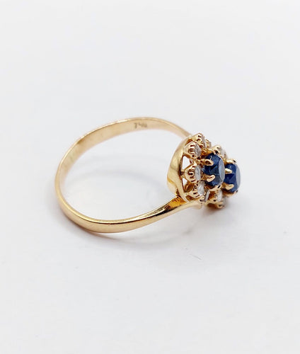 Bague 54 Bague marguerite antique en or rose 18k, saphirs et diamants 58 Facettes A07394