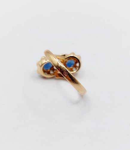 Bague 54 Bague marguerite antique en or rose 18k, saphirs et diamants 58 Facettes A07394