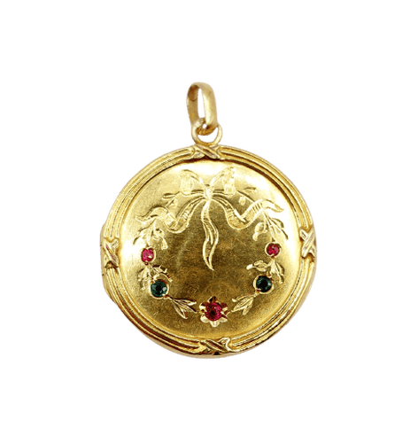 Pendentif Pendentif porte-photo en or 18k et verres de couleur 58 Facettes A07396