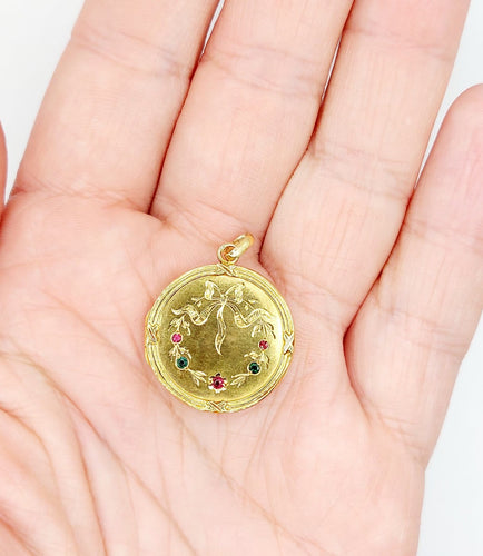 Pendentif Pendentif porte-photo en or 18k et verres de couleur 58 Facettes A07396