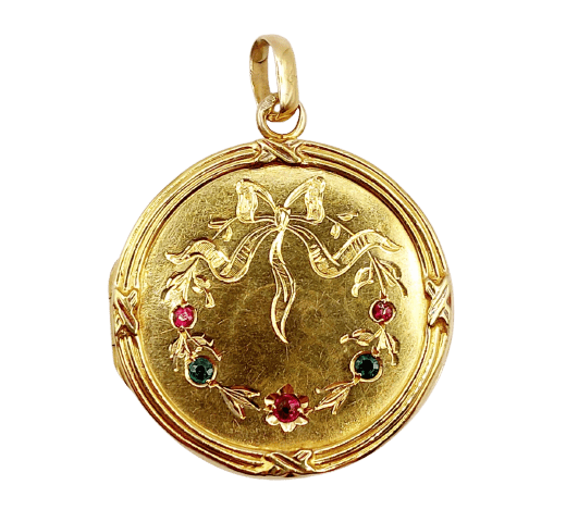Pendentif Pendentif porte-photo en or 18k et verres de couleur 58 Facettes A07396
