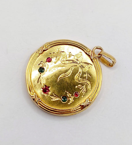 Pendentif Pendentif porte-photo en or 18k et verres de couleur 58 Facettes A07396