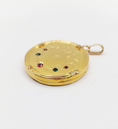 Pendentif Pendentif porte-photo en or 18k et verres de couleur 58 Facettes A07396
