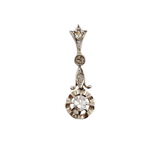 Pendentif Pendentif antique en or 18k, platine et diamants taille rose 58 Facettes A07398