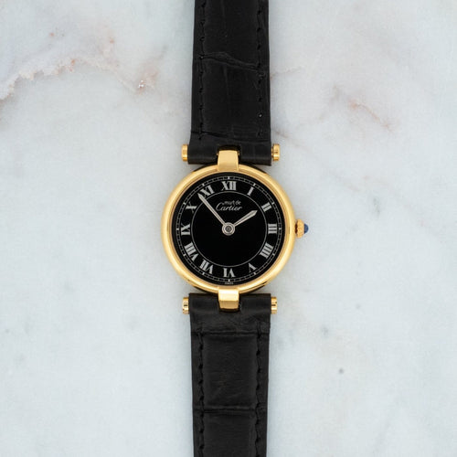 Montre Cartier Must Vendôme - Montre SM en vermeil cadran romain noir 58 Facettes 477