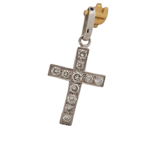 Croix diamants en or blanc