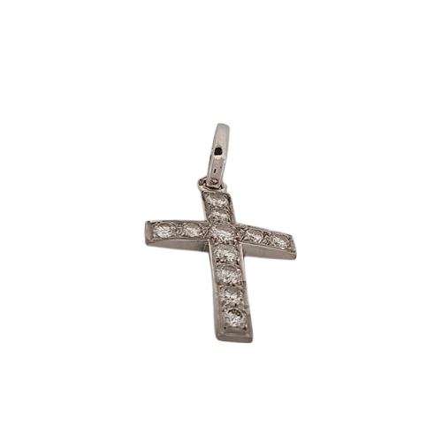 Croix diamants en or blanc
