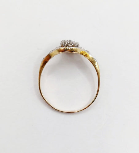 Bague 57 Bague toi et moi antique en or 18k, platine et diamants 58 Facettes A07403