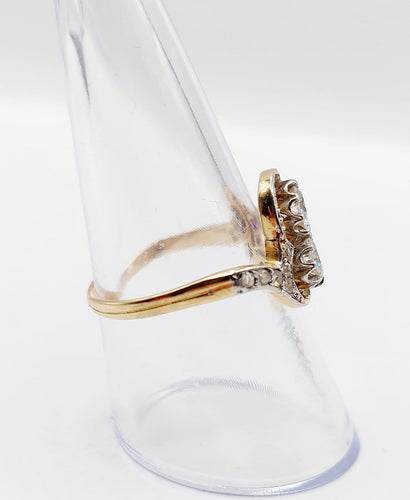 Bague 57 Bague toi et moi antique en or 18k, platine et diamants 58 Facettes A07403