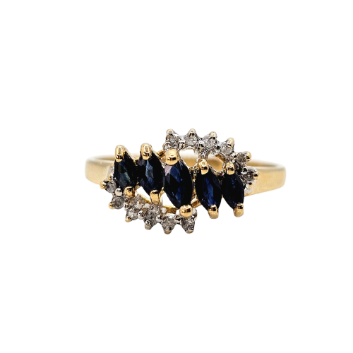 Bague en or jaune et blanc, saphirs et diamants