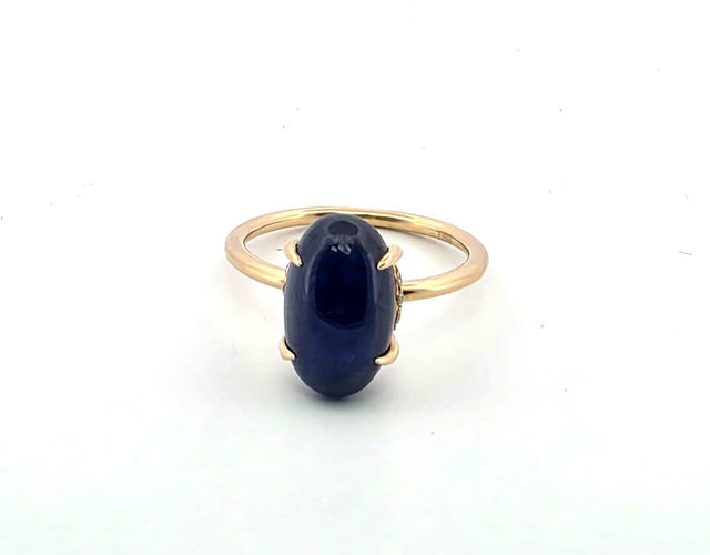 Bague 52 Bague en or jaune 18 carats, diamants et saphir de Birmanie 58 Facettes 212 B OC