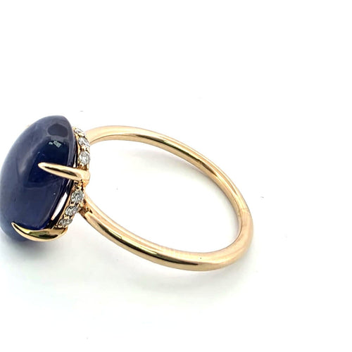 Bague 52 Bague en or jaune 18 carats, diamants et saphir de Birmanie 58 Facettes 212 B OC
