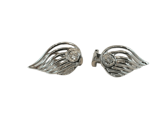 Boucles d'oreilles Boucles d'oreilles feuilles en or blanc et diamants 58 Facettes 00954