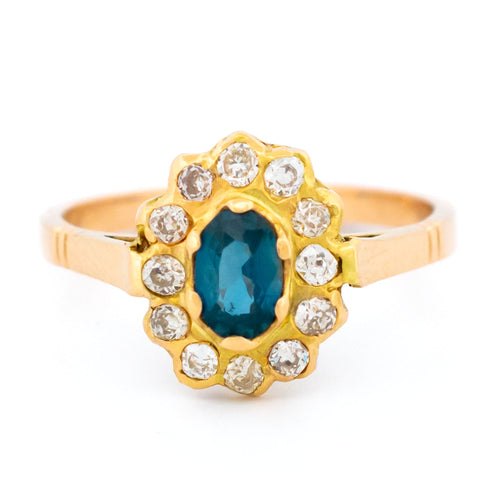 Bague 56 Bague cluster en or rose et jaune 14k, saphir et diamants 58 Facettes 1FB538F6EEBE4FBFBC9DDF7AF3EF4E80
