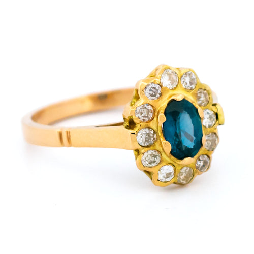 Bague 56 Bague cluster en or rose et jaune 14k, saphir et diamants 58 Facettes 1FB538F6EEBE4FBFBC9DDF7AF3EF4E80