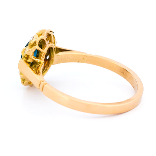 Bague 56 Bague cluster en or rose et jaune 14k, saphir et diamants 58 Facettes 1FB538F6EEBE4FBFBC9DDF7AF3EF4E80