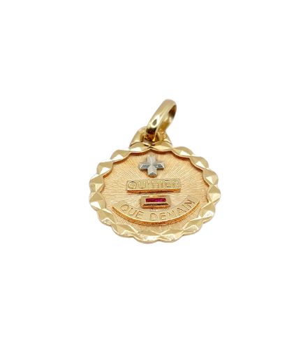 Augis - Pendentif médaille d'amour en or rose et rubis