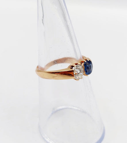 Bague 51 Bague toi et moi antique en or rose 18k, diamant et saphir 58 Facettes A07397