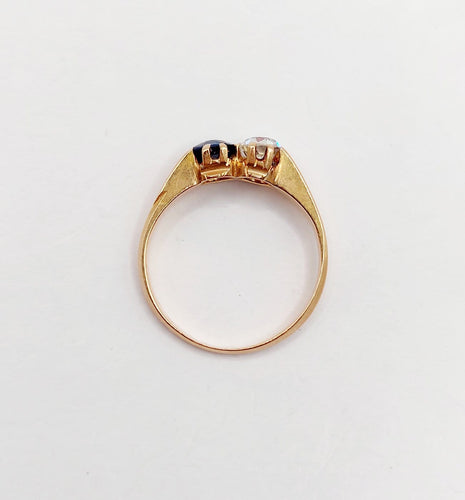 Bague 51 Bague toi et moi antique en or rose 18k, diamant et saphir 58 Facettes A07397