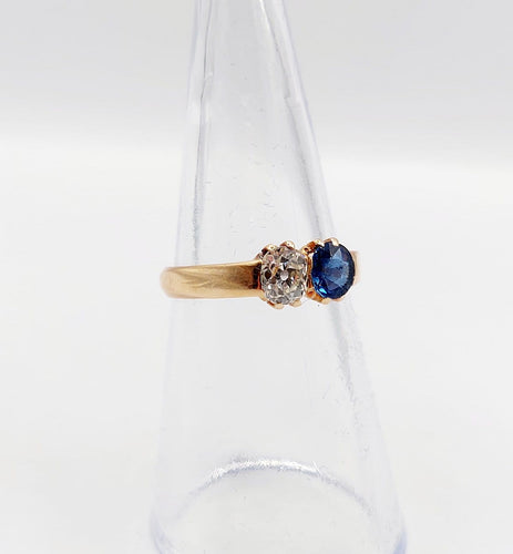 Bague 51 Bague toi et moi antique en or rose 18k, diamant et saphir 58 Facettes A07397