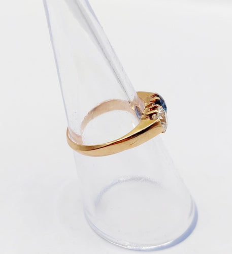 Bague 51 Bague toi et moi antique en or rose 18k, diamant et saphir 58 Facettes A07397