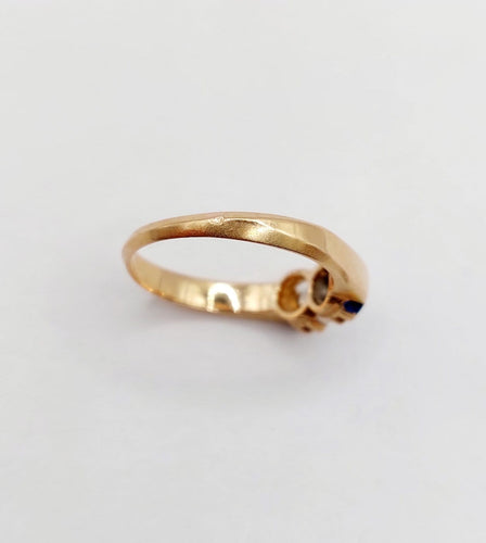 Bague 51 Bague toi et moi antique en or rose 18k, diamant et saphir 58 Facettes A07397
