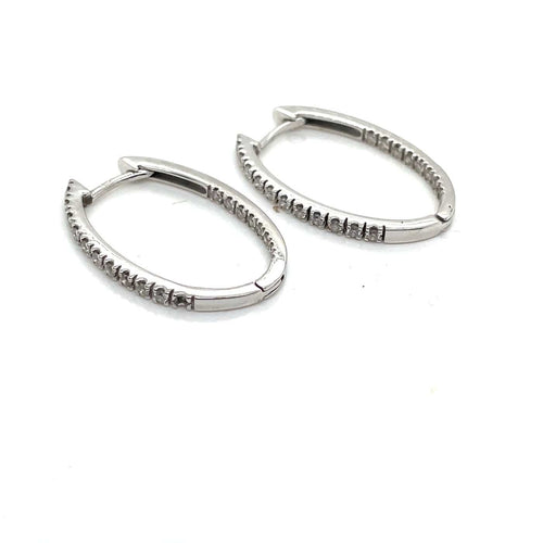Boucles d'oreilles Boucles d'oreilles créoles en or blanc et diamants 58 Facettes 01269