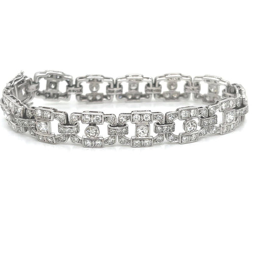 Bracelet Art Déco - Bracelet en platine et diamants taille ancienne 58 Facettes Bague -0050