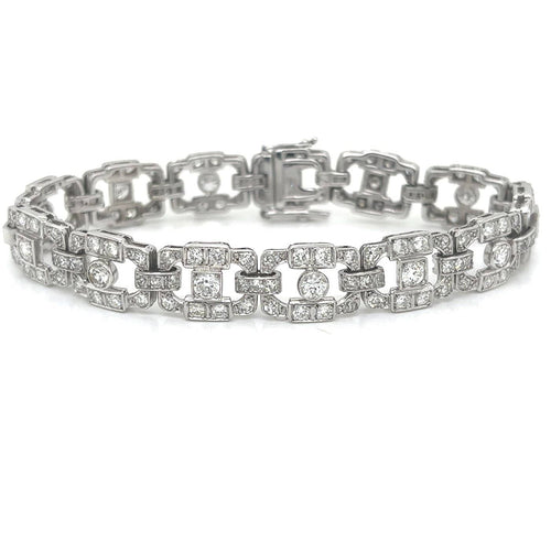 Bracelet Art Déco - Bracelet en platine et diamants taille ancienne 58 Facettes Bague -0050