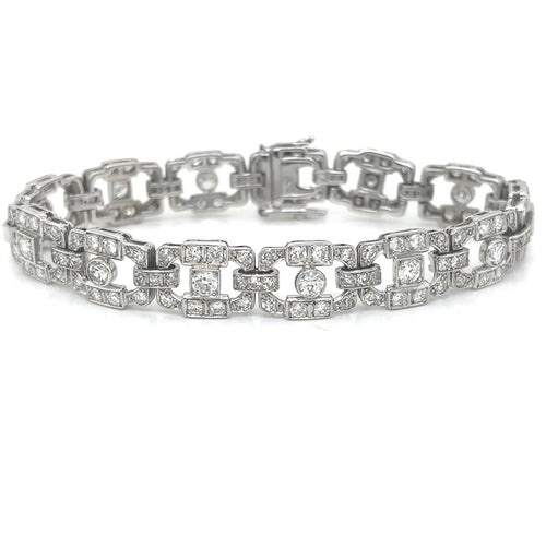 Bracelet Art Déco - Bracelet en platine et diamants taille ancienne 58 Facettes Bague -0050