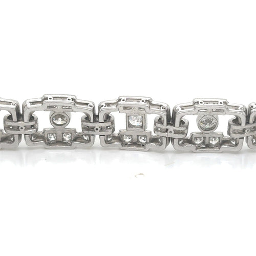 Bracelet Art Déco - Bracelet en platine et diamants taille ancienne 58 Facettes Bague -0050