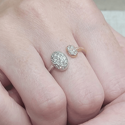 Bague 53 Bague en or blanc et rose 18 ct et diamants 58 Facettes S380