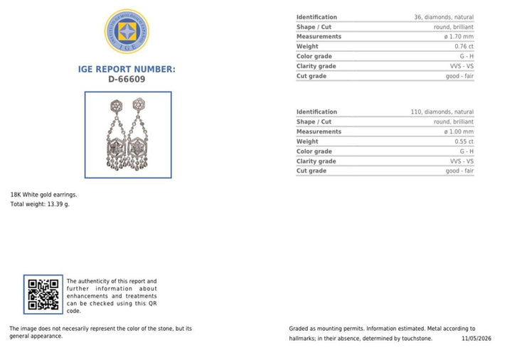Boucles d'oreilles Boucles d'oreilles chandelier en or blanc 18K et diamants 1,31 ct 58 Facettes D-66609