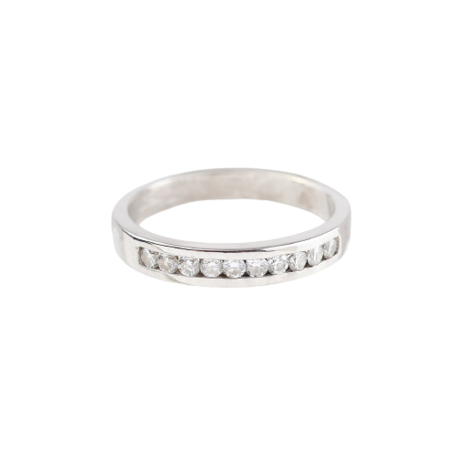 Bague 55 Bague demi-éternité en or blanc 18K et diamants 58 Facettes 1B-R