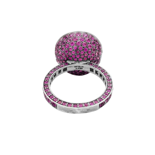 Bague 54 Boucheron Liz - Bague en or blanc noirci, tourmaline et saphirs roses 58 Facettes 35696