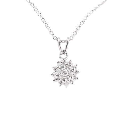 Collier pendentif en or blanc 18K et diamants