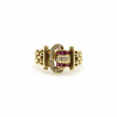 Bague 48 Bague boucle vintage en or 18K, diamants et rubis 58 Facettes A2009Q