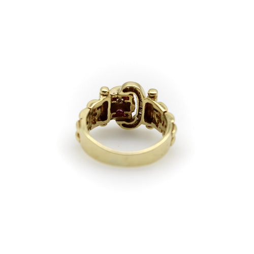Bague 48 Bague boucle vintage en or 18K, diamants et rubis 58 Facettes A2009Q