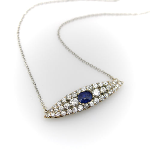 Collier Pendentif collier victorien en or 14K, diamants et saphir 58 Facettes A2009P