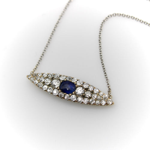 Collier Pendentif collier victorien en or 14K, diamants et saphir 58 Facettes A2009P