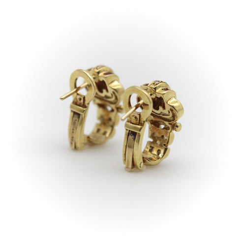 Boucles d'oreilles Boucles d'oreilles vintage en or 18K, diamants et rubis 58 Facettes A2009R