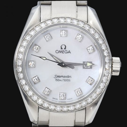 Montre Omega Seamaster Aqua Terra - Montre Lady en acier et diamants 58 Facettes MT47049