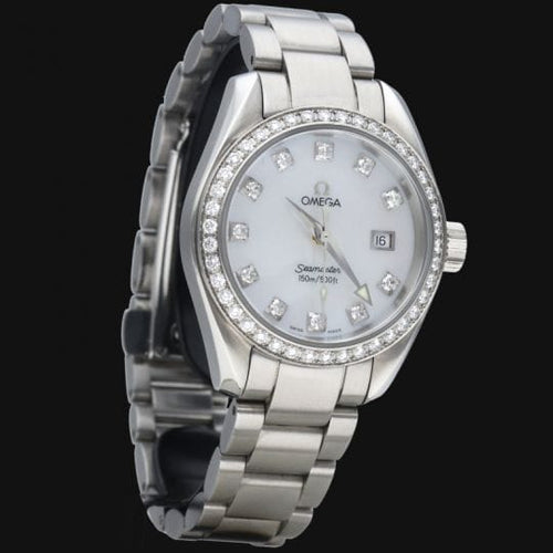 Montre Omega Seamaster Aqua Terra - Montre Lady en acier et diamants 58 Facettes MT47049