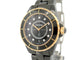 Montre Chanel J12 - Montre 38 mm en céramique noire, or jaune et diamants 58 Facettes 275095