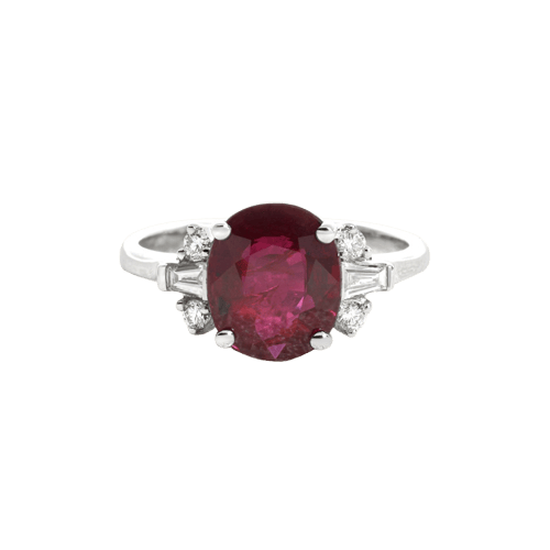 Bague 53 Bague en or blanc avec rubis et diamants 58 Facettes OC-61600018