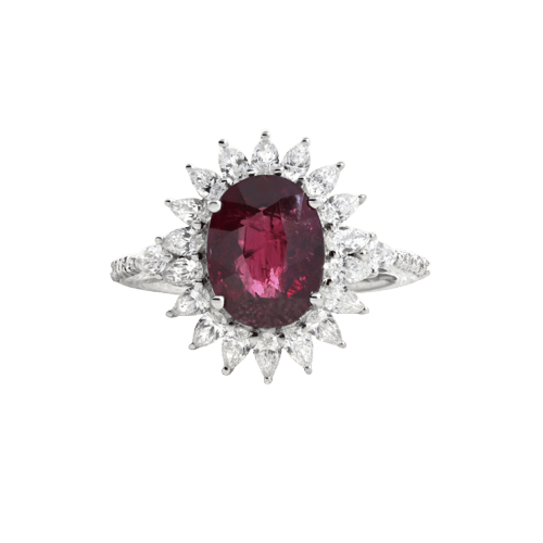 Bague 54 Bague en or blanc, rubis non chauffé et diamants 58 Facettes 61200056