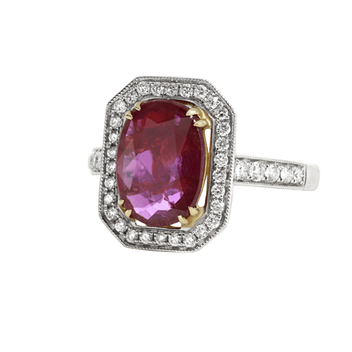 Bague 54 Bague en or blanc et jaune, rubis et diamants 58 Facettes 61200051