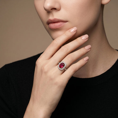 Bague 54 Bague en or blanc et jaune, rubis et diamants 58 Facettes 61200051