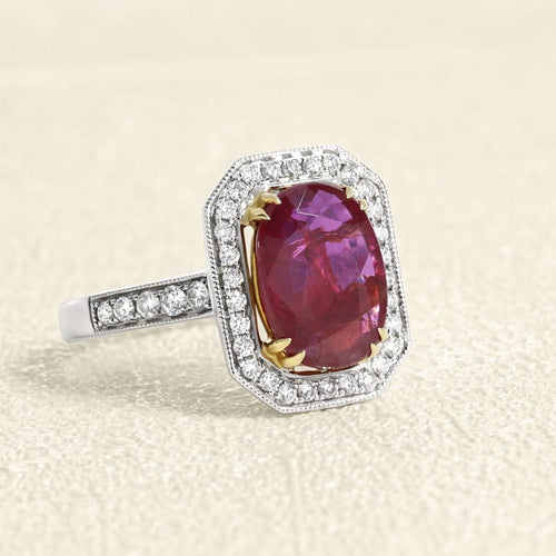 Bague 54 Bague en or blanc et jaune, rubis et diamants 58 Facettes 61200051